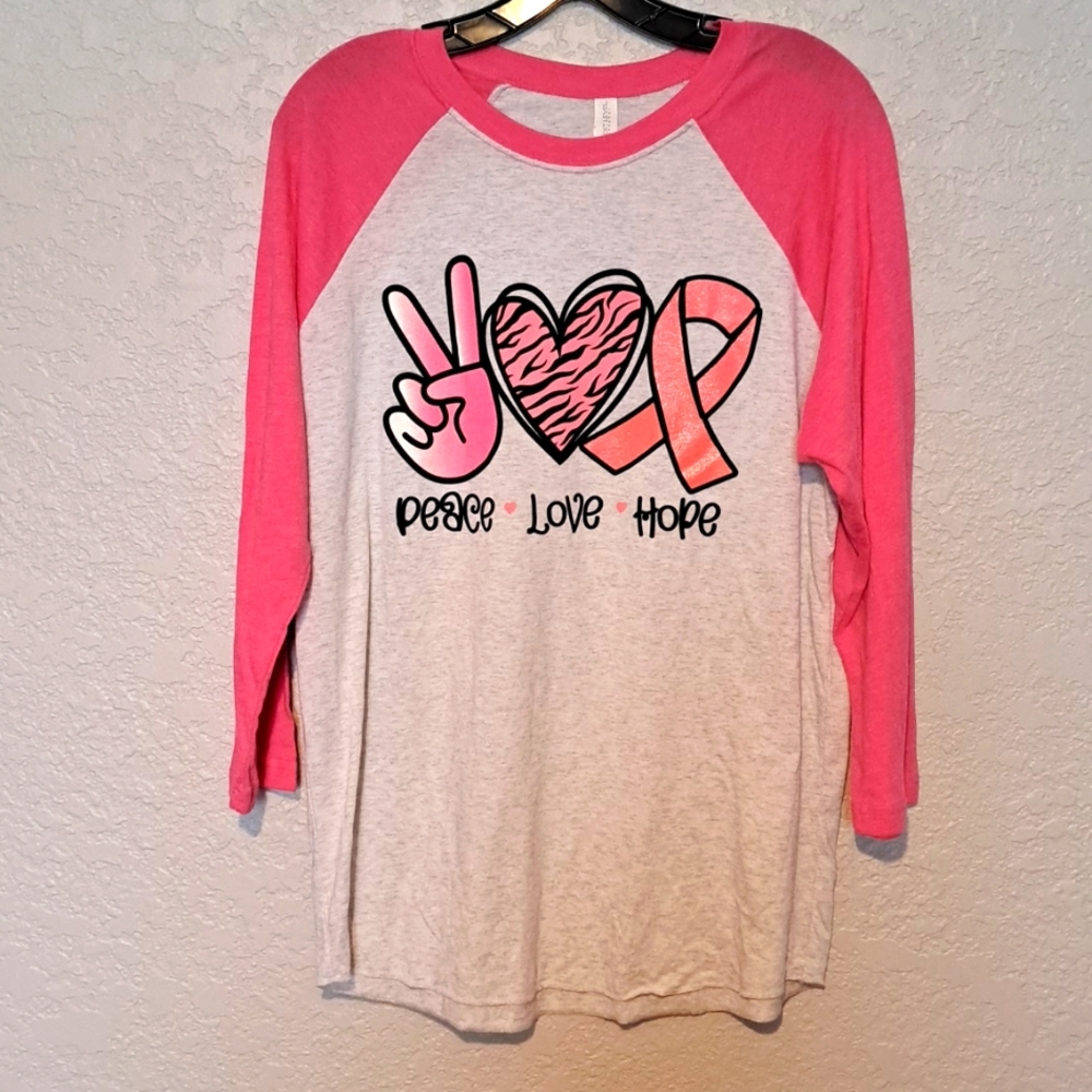 4-Pink Breast Cancer💗Peace💗Love Hope T-shirt